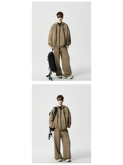 Unisex Heavyweight Trendy Sports Hoodie & Sweatshirt Two-Piece Set for Autumn