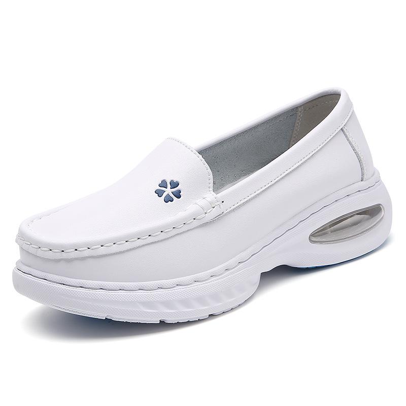 Nurse Shoes with Soft Soles, Breathable and Comfortable, No Foot Odor, Hollow Non-slip Flat Soles, Large Air Cushions, Medical White Shoes