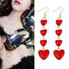 Red Heart Long Tassel Earrings Sweet Drop Dangle Earrings Party Jewelry Fashion Piercing Earrings Comfortable to Wear