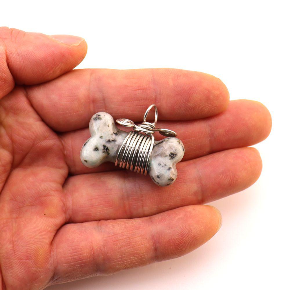 35mm Handmade Wrapped Wire Agate Amethyst Bone Necklace with Natural Crystal Stones (N729)