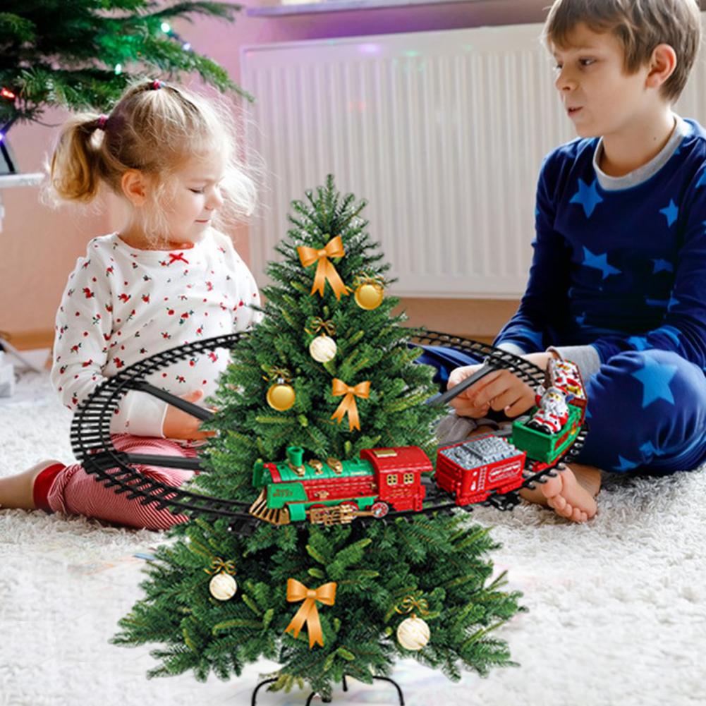 Decorative Tree Train for Christmas Electric Christmas Train Set for Kids Holiday Toy Train with Hanging Railroad for Christmas