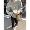 Retro pullover twist sweater for women's outerwear autumn and winter new loose lazy style solid color crew neck knitted top