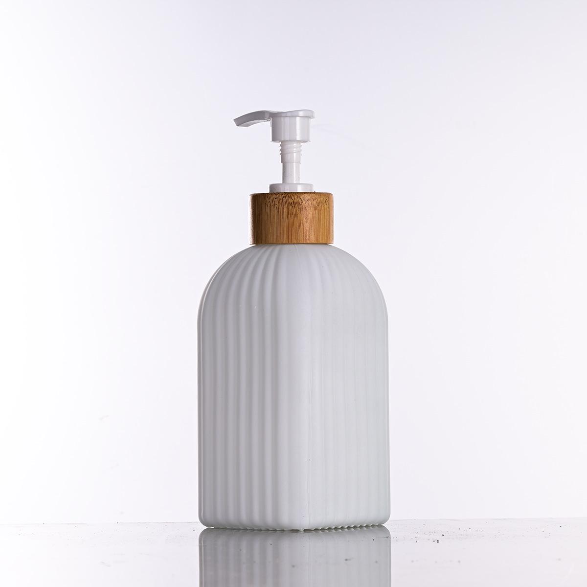 

Скандинавский стеклянный дозатор для мыла - Вертикальные полоски, Пополняемый, Нажимной, для антисептика для рук или геля для душа