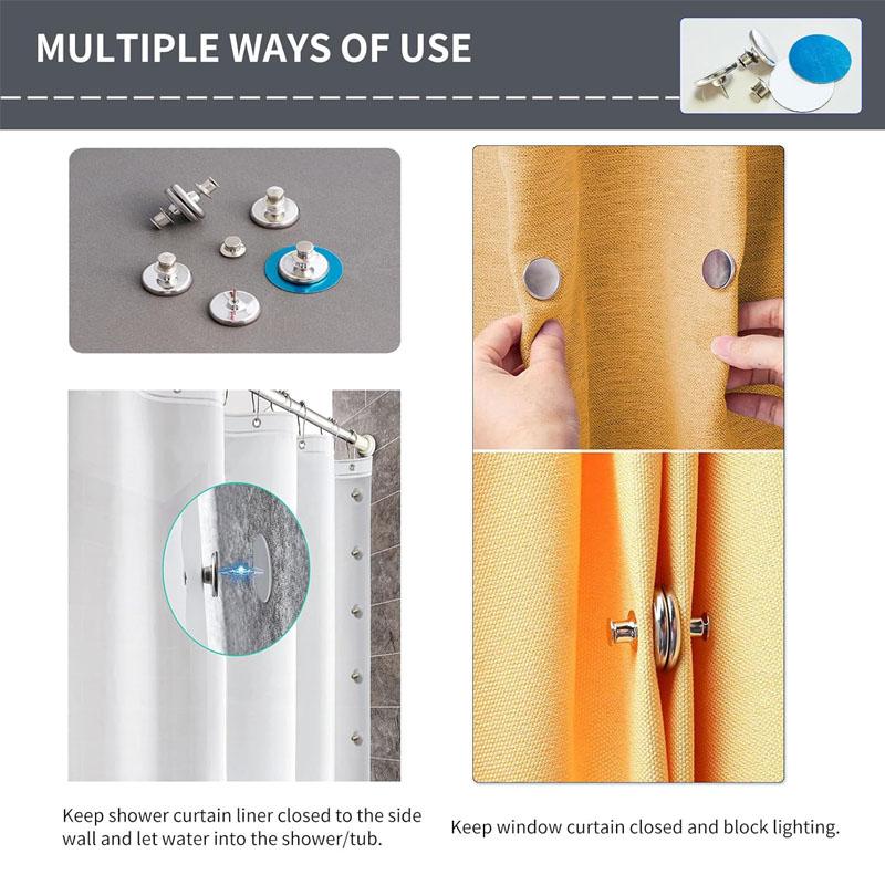 Metal Curtain Magnetic Closure Wall Mounted Magnetic Buckle Shower Curtain Magnet Clips Detachable Window Screen Fixed Fastener