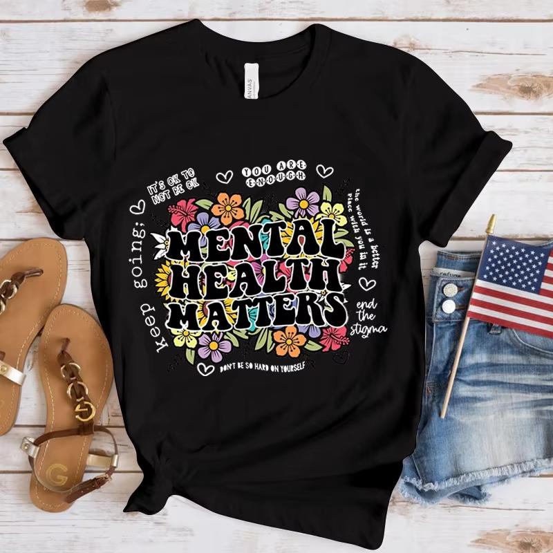 

Cool Summer Women Fashion Clothes Casual Tops Loose Short Sleeve Unisextal Health Awareness Ladies Pullover Plus Size T Shirts S