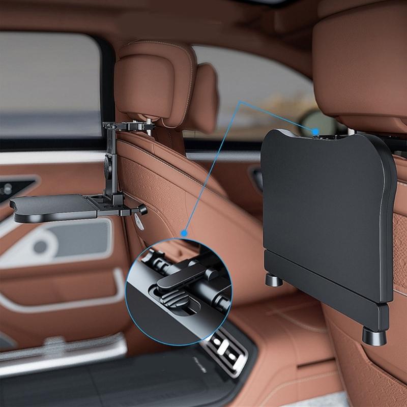 Portable Vehicle Dining Board Quick Fold Designs Foldable Table for Rear Seats Secure for Laptops Plates Travel Use