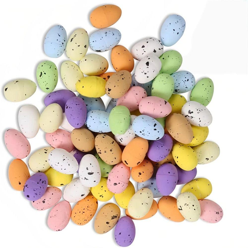 50/100Pcs Colorful Fake Foam Eggs Speckled Painted Bird Eggs  Easter Party Decorations