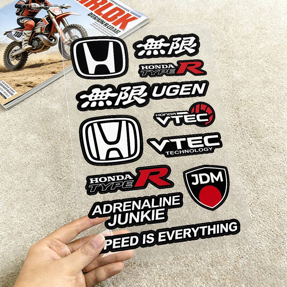 ARA1 FOR HONDA MUGEN TYPE R VTEC Waterproof Reflective Motorbike Stickers Easy Peel Removable Decals for Motorcycle Car