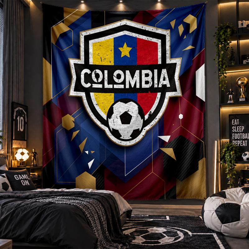 Wall Hanging Tapestry Colombia Football Print Cloth for Living Room Bedroom Home Decor
