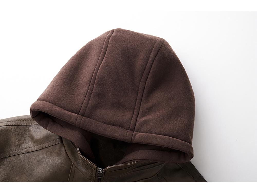 Herren Europäische & Amerikanische PU Leder Kapuzenjacke - Winter Warmer Mantel, Europäische Größe