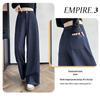 Women's Denim Slim-Fit Wide-Leg Jeans - Blue, Autumn/Winter, Loose, Slimming, Petite Drapey Straight-Leg Casual Pants