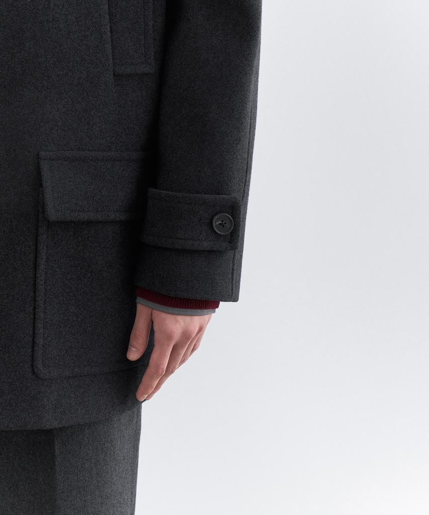 Musinsa Standard Wool Blend Oversized Muff Pocket Half Balmacaan Coat [Charcoal Grey]