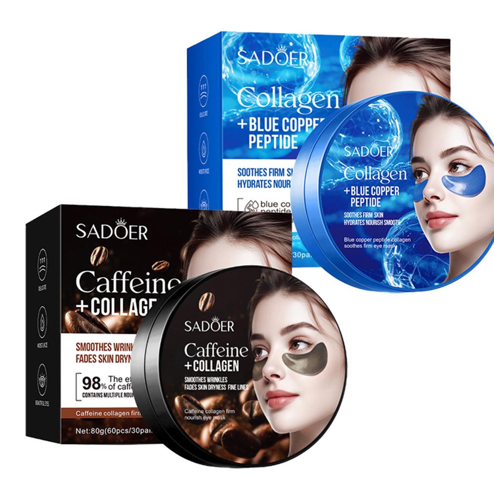 Sadoer Caffeine Crystal Collagen Eye Mask Anti Dark Circles Ant -Aging Anti Wrinkles Moisturizing Eye Patche Skin Care 1/2/4pcs