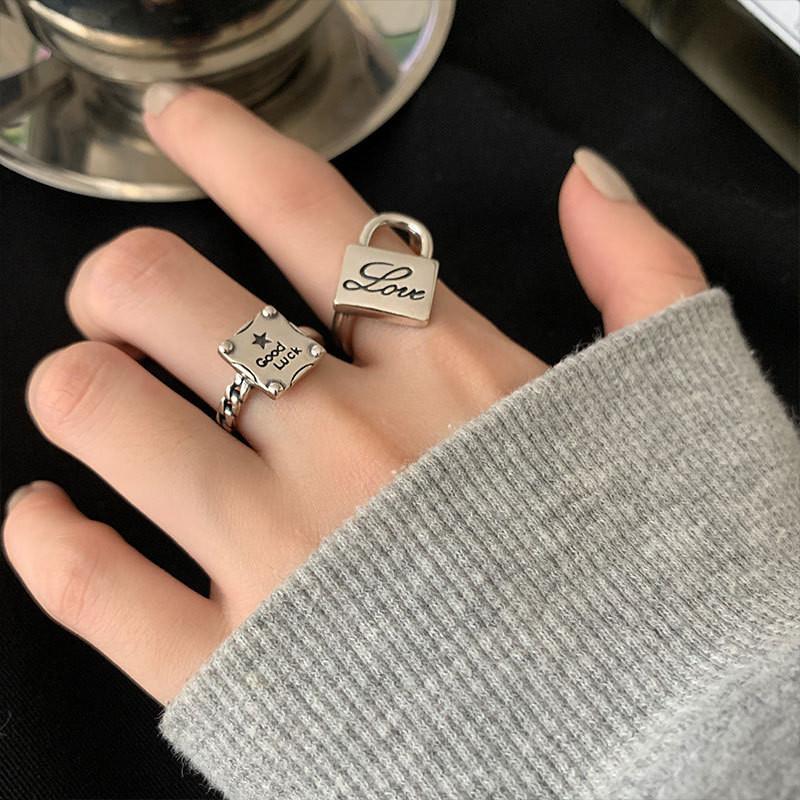 Unique Inspired Korean Vintage 925 Silver Geometric Pattern Ring For Women Stylish