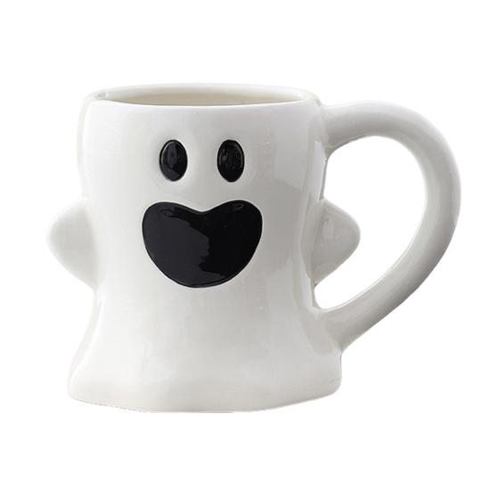 Halloween Ceramic Mug Cute Ghost Pumpkin Cup Reusable Spooky Coffee Cup with Lid Unique Halloween Party Gifts