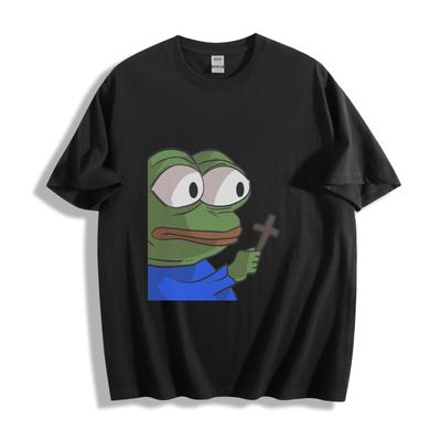 Sad Frog Holding Cross T-Shirt Mens Womens Tees Top - Meme-Inspired Unisex Tee
