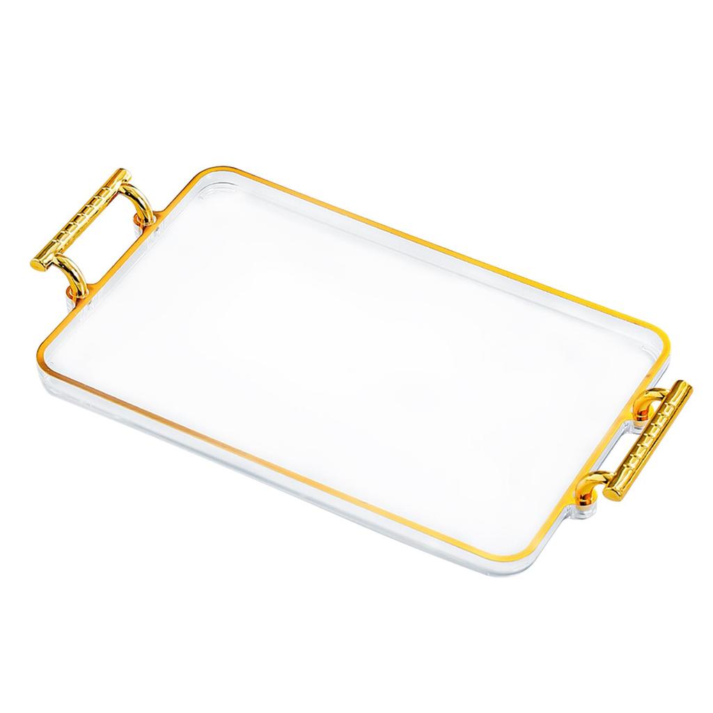 Decorative Trays for Home Decor Plastic Tray with Handles for Serving Coffee Snacks Perfume Jewelry