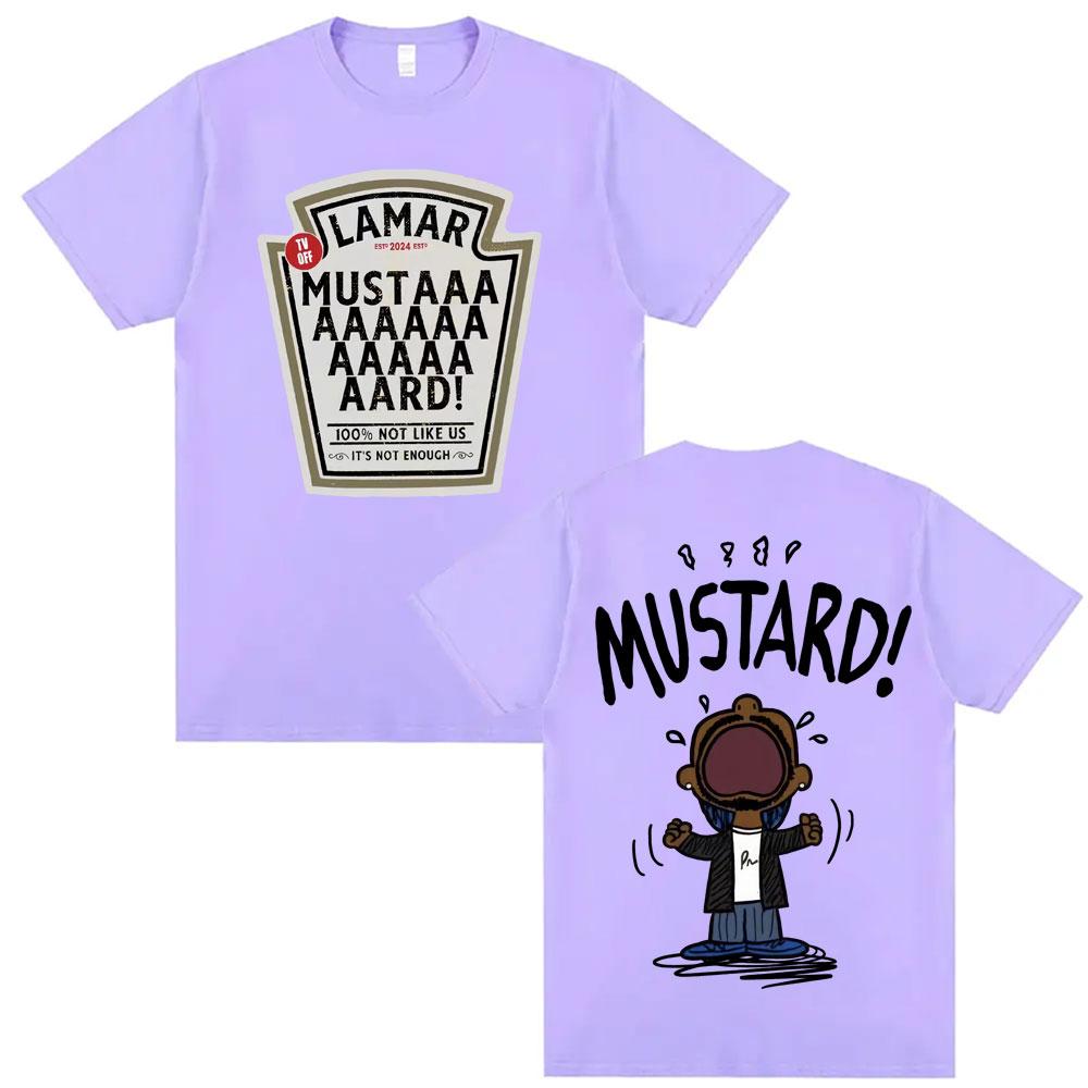 Kendrick Lamar Mustard T Shirts Unisex Harajuku Hip Hop Short Sleeve Popular Music T Shirt Unisexs Casual Cotton Oversized Tshirt