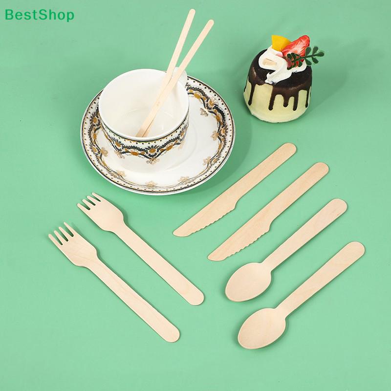 Disposable Wooden Cutlery Set Eco-Friendly Forks, Spoons & Knives