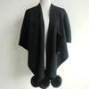 European and American Fur Collar Knitted Pom-Pom Cardigan Shawl