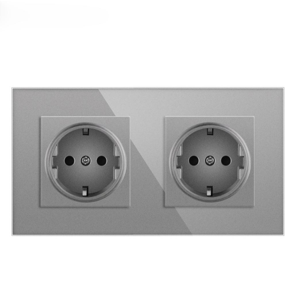 European Standard USB Wall Socket Tempered Glass Panel Socket Household Concealed Round Box Installation Socket Batch