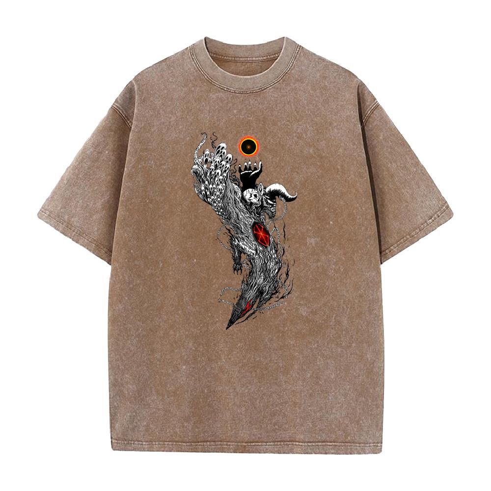 Japan Anime Berserk Guts Graphic Printed T Shirt Men Washed Cotton Tshirts Vintage Manga Tshirt Harajuku Male High Quality Tops