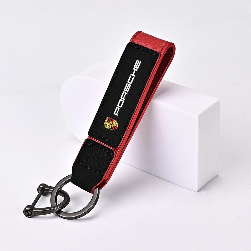 Suede Keychain Car Key Ring Anti-Loss Pendant Keyring For Porsche Cayenne Panamera Macan 911 718 Taycan Boxster Cayman 918 Pajun ukrs60