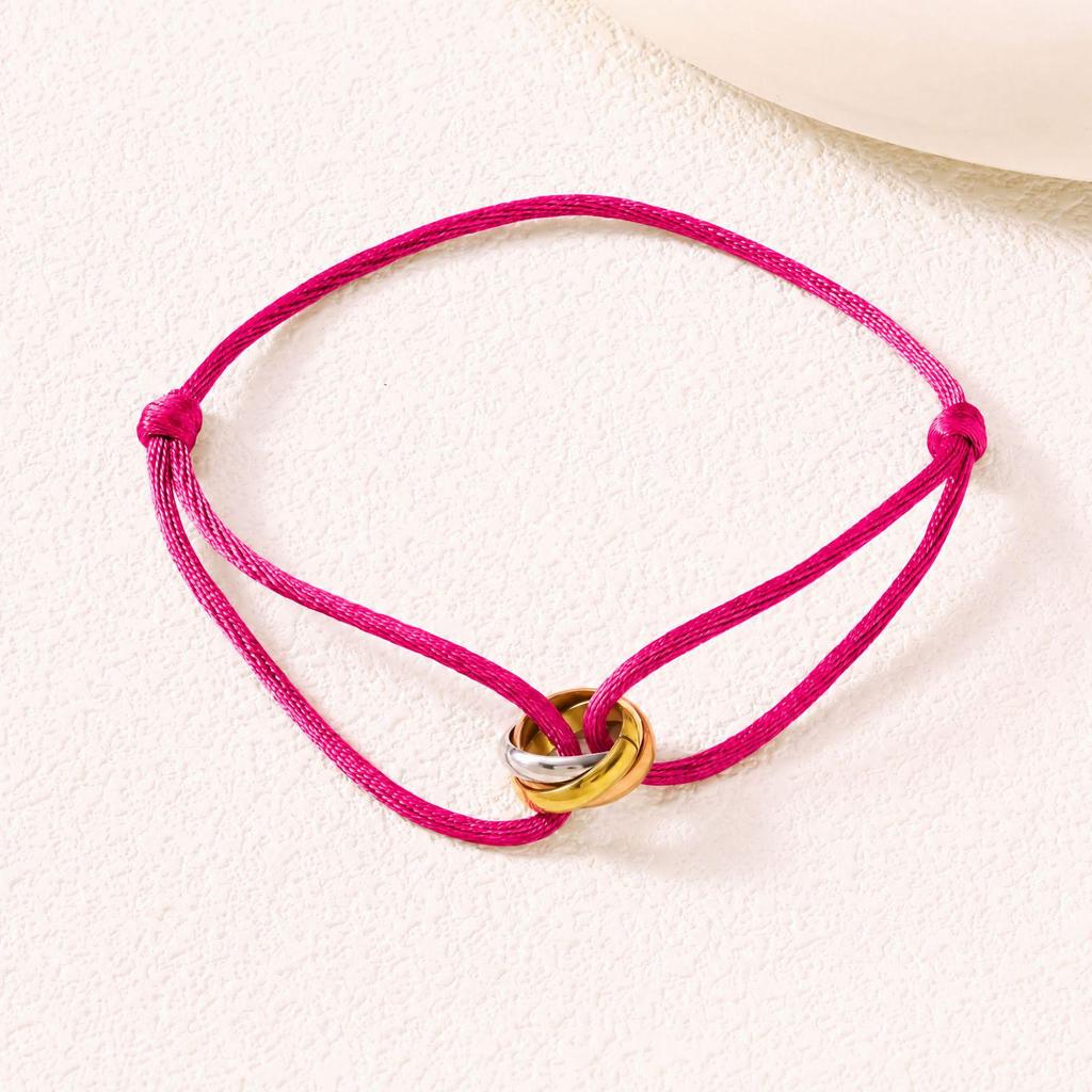 Bracciale Intrecciato Minimalista Regolabile a Tre Anelli - Gioiello di Coppia Trendy di Alta Qualità