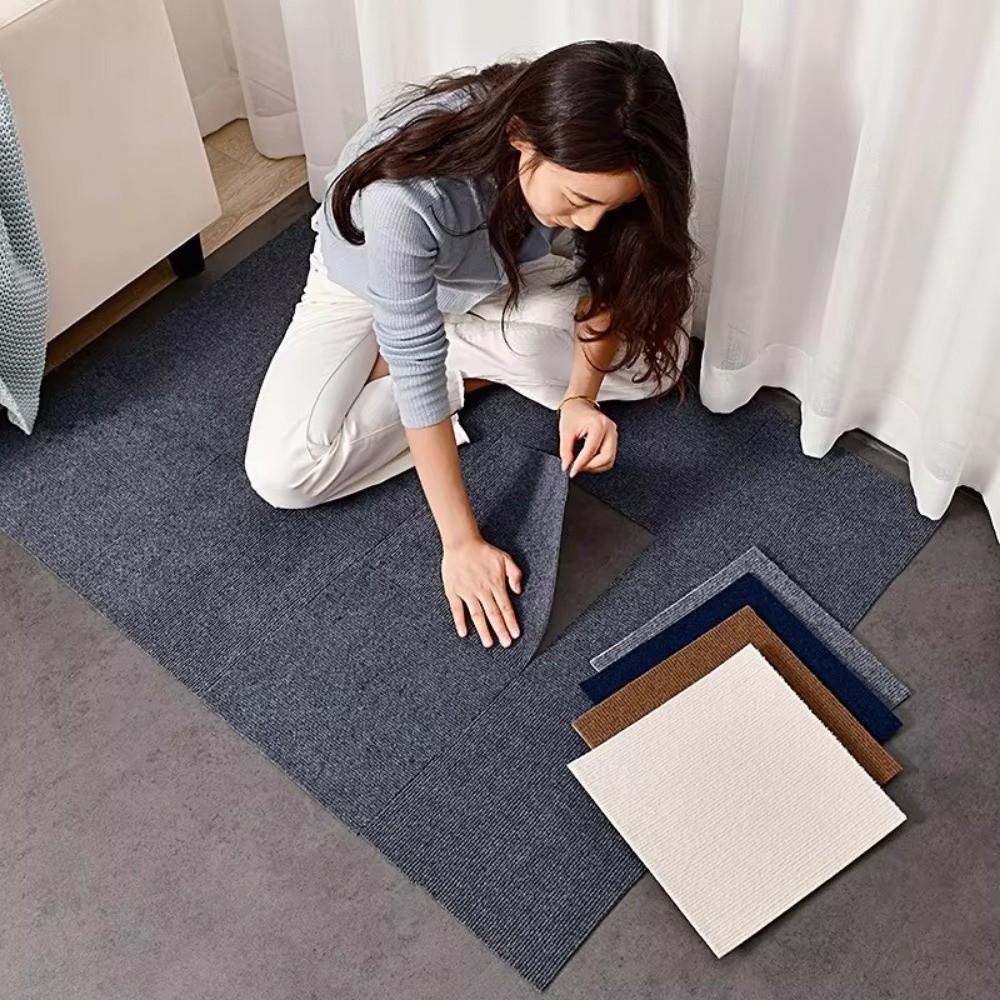 Anti Slip Carpet Floor Tiles Sticker Self Adhesive Flooring Mat  For Bedroom Home Decoration