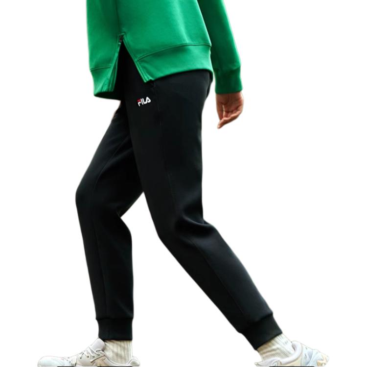 Fila Simple Basic Cuffed Knit Solid Color Casual Long Pants Women Bottoms Black F11W248605FBK