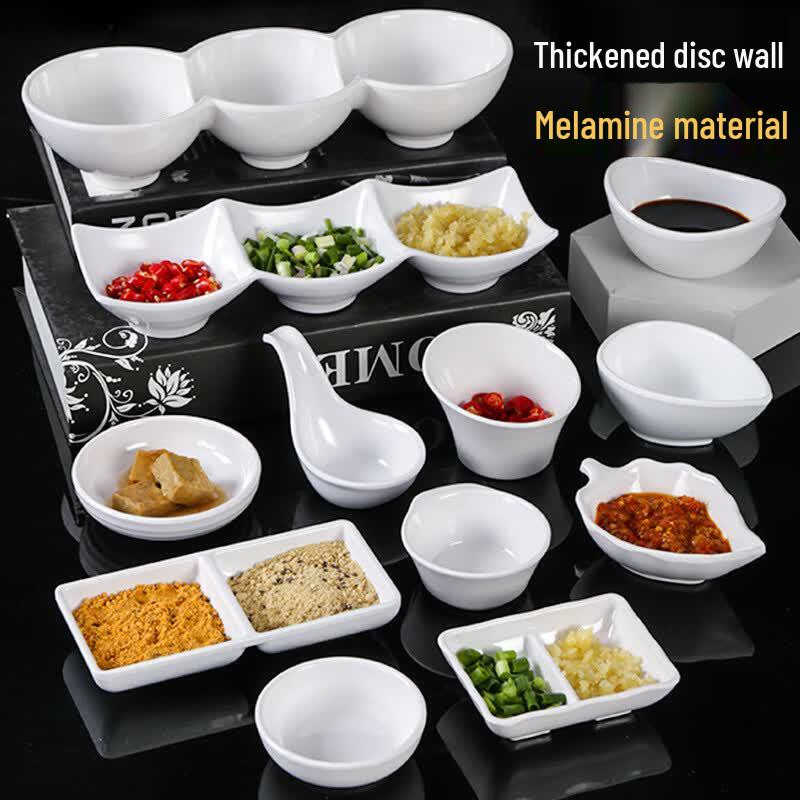 White Melamine 3-Compartment Dipping Dish