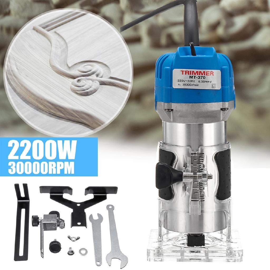 220V Wood Laminate Palms Router Bits Set 1/4" Electric Hand Trimmer Joiners Tool Carving Machine