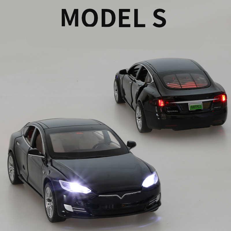 1:32 Model S Model 3 X Alloy Car Model Simulation Diecast Metal Toy Car Vehicles Model Collection Sound Light Childrens Gift
