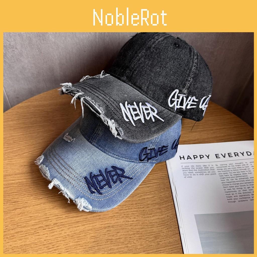 Letter Unisex Embroidery Waterwashed Denim Baseball Cap Peaked Cap For Daily Use