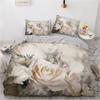 Golden Red Rose King Queen Duvet Cover Romantic Floral Bedding Set Valentine's Day Flowers Quilt Cover Polyester Comforter Cover