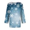 Women's Fashion Casual Seven Sleeve Christmas Printed Round Neck T-Shirt Top