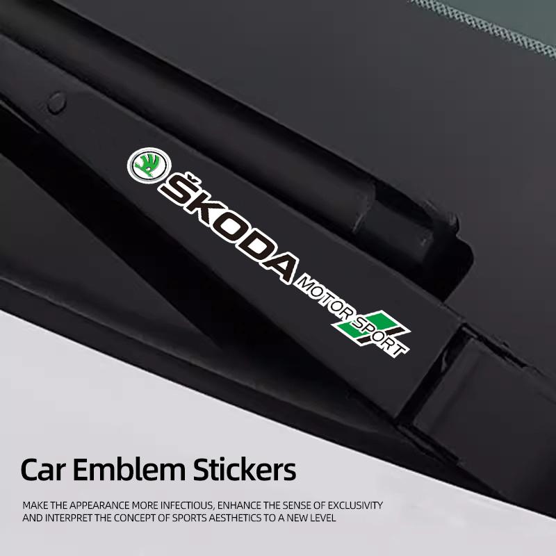 YXMP4 4 Stück Auto-Emblem-Aufkleber Rückspiegel Scheibenwischer Aufkleber Zubehör für Skoda Octavia Superb Rapid Fabia Kamiq Kodiaq Karoq Enyaq