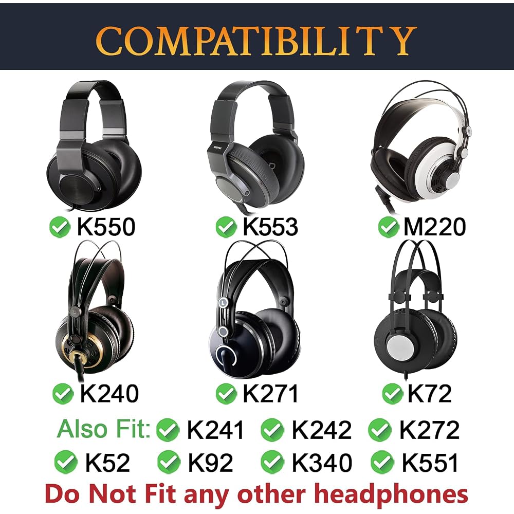SOULWIT Earpads Ear Cushions for AKG Pro Audio K52 K72 K92 M220 K240 K241 K242 K271 K272 K340 K55...