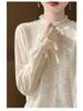 Ruffled Hem Knit Lace Long-Sleeve Spring Top, Fashionable for Outdoor Wear