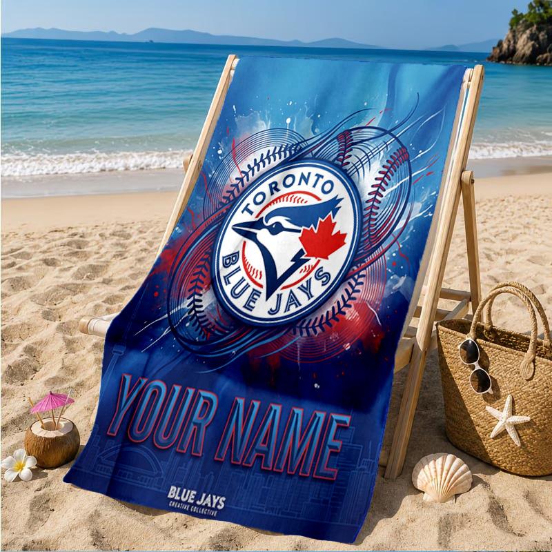 Custom Name Torontos baseball Personalized Microfiber Beach Towel, Quick-Dry, Ideal for Summer Travel, Beach Essential, Swimming