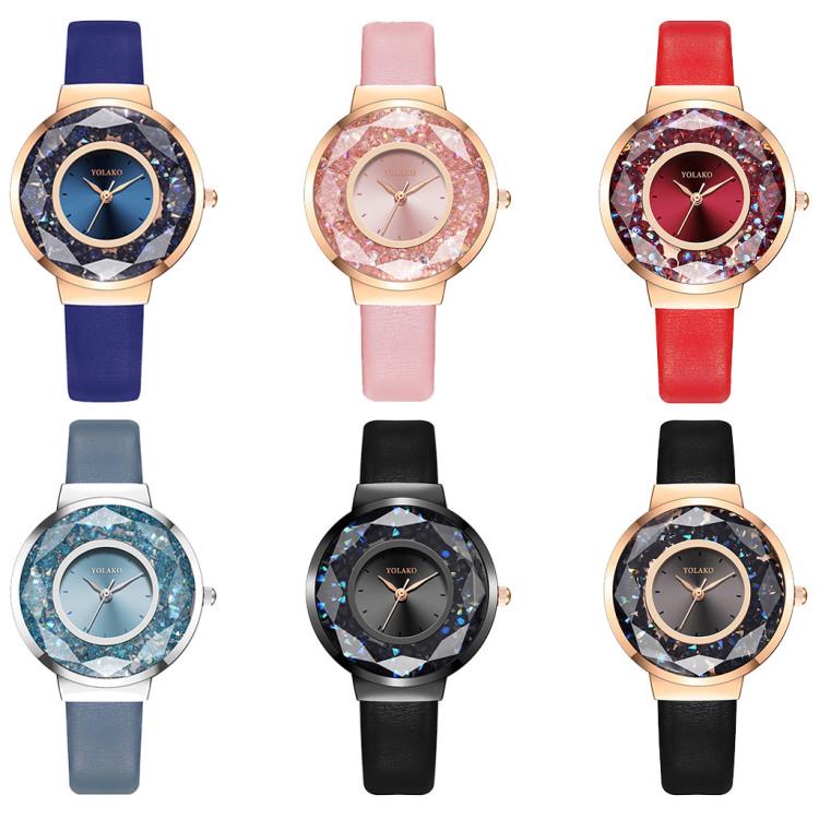 Dámské hodinky Neformální kožený řemínek Křišťálový ciferník Quartz náramkové hodinky