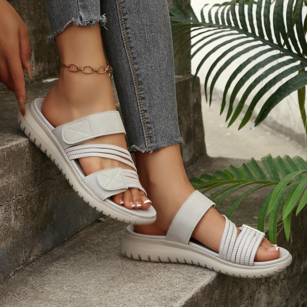 Sandali Bassi a Infradito da Donna Taglie Forti, Scarpe Casual Moda con Lavorazione Intrecciata, Sandali Bassi Estivi a Fascia Singola per Donna