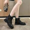 Spring Summer New Women's Mesh Hollow Out High Top Thin Boot Thick Sole Non Slip Breathable Lace Up Round Toe Low Heel Work Boot