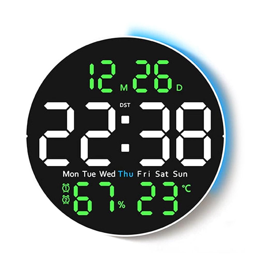 Led Clock Calendar Temperature Clock 25.5*25.5*3cm LED Wall Clock Memory Function Temperature Display Brightness Adjustment