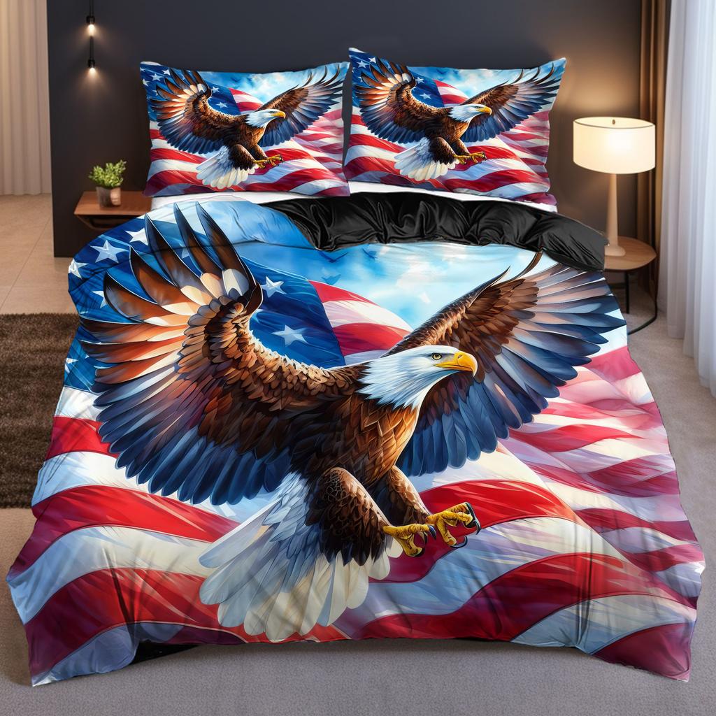 Flag Eagle Pattern 3d Printed Bedding Set Wildlife theme Quilt Cover Luxury Home Textile Soft Comfortable Duvet Cover Pillowcase