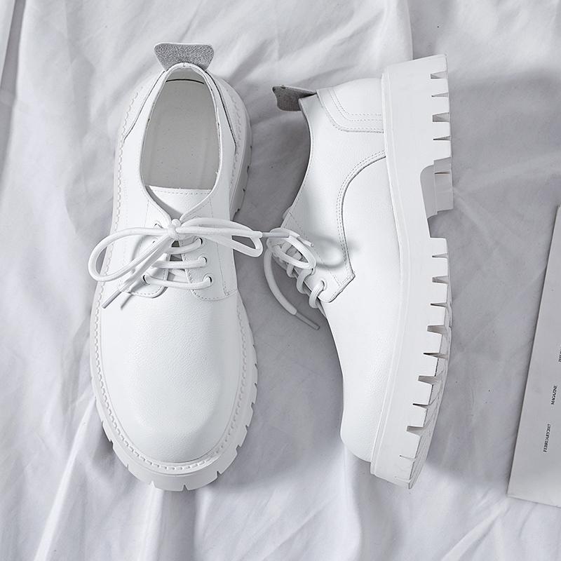 Fashion Luxury Brand Mens Shoes Spring and Autumn High Quality Mens Lace Up White Thick Soled Oxford Shoes Business Formal Wedding Shoes