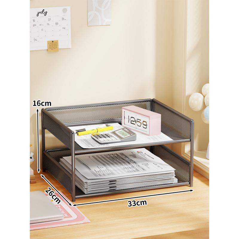 Multi-Layer File Organizer for Desktop: A4 Paper, Books, and Folder Storage Rack