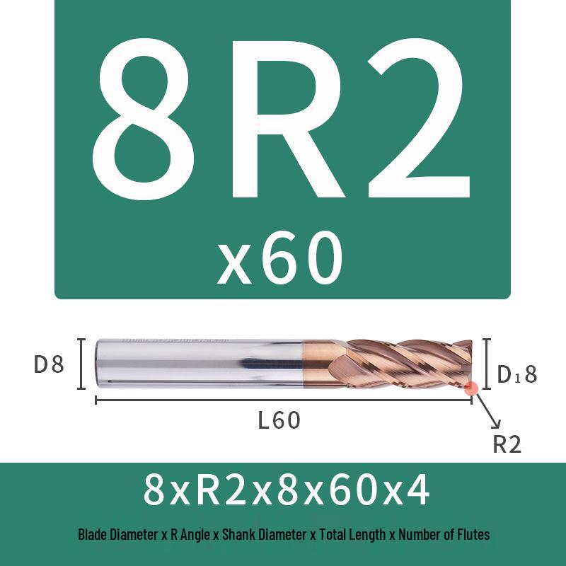 55-Degree Carbide Bull Nose End Mill with Wear-Resistant Coating for CNC Routers