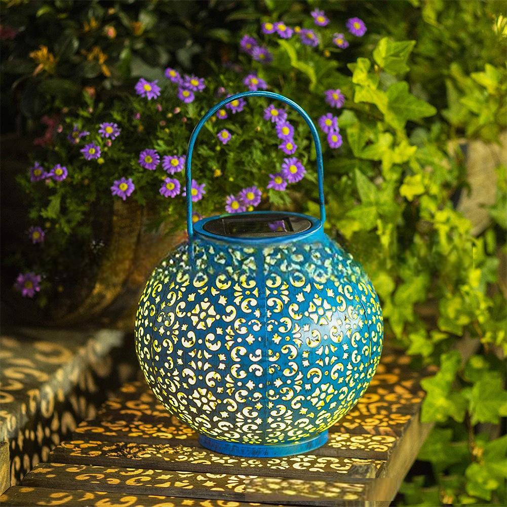 Outdoor Solar Hanging Lantern Lights Auto Off Waterproof Metal Garden Decorative Lights