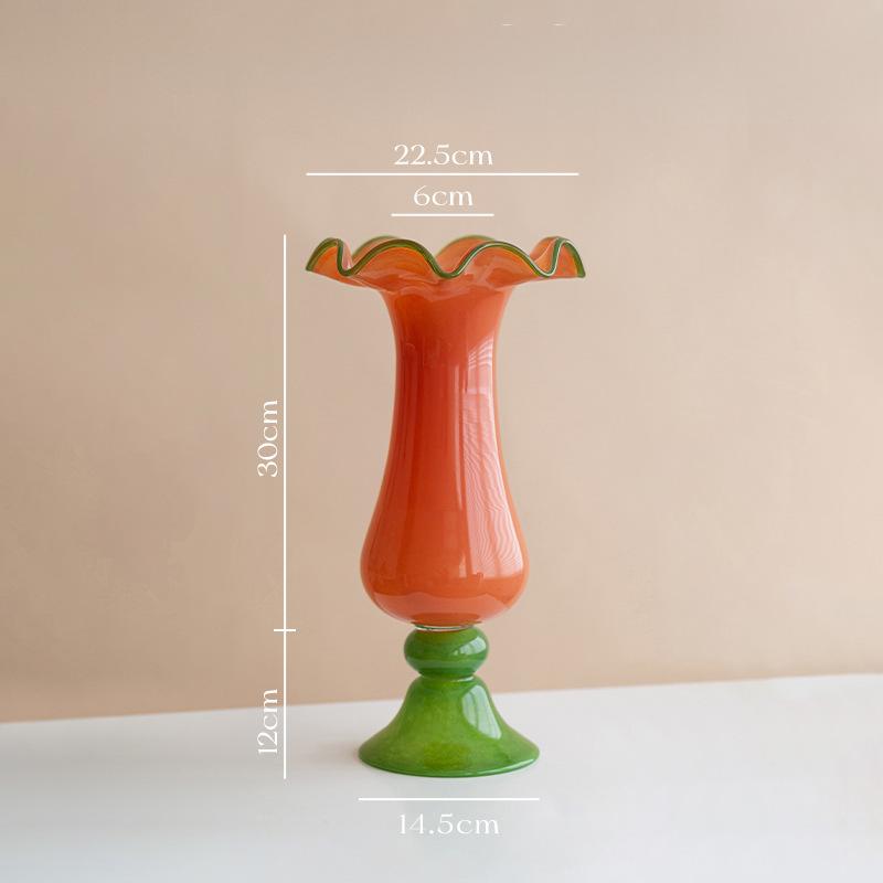 Creative Lotus Leaf Ruffle Glass Vase Plant Pots Table Decoration Flowers Arrangement Modern Floral Vase Room Aesthetic Decor